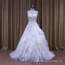 A Line Organza Lace Applique New Style Hotsale Wedding Dress